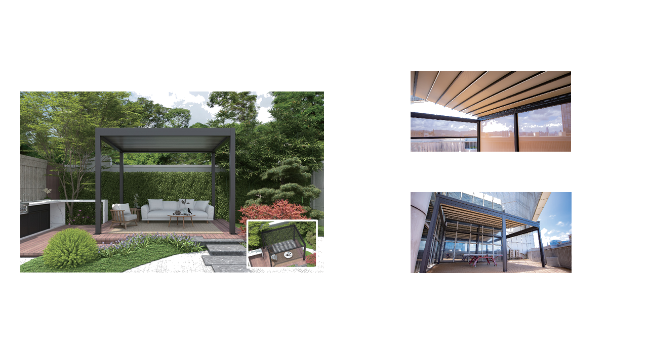 Pergolas à lames orientables et à toile repliable
